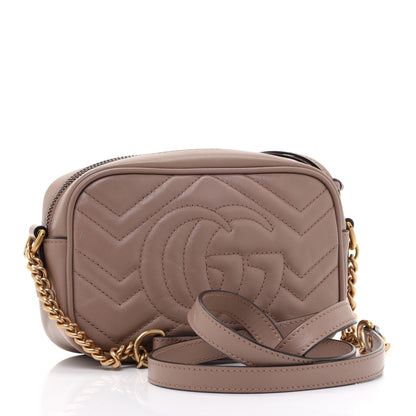 Gucci Calfskin Matelasse Mini GG Marmont Chain Shoulder Bag Porcelain Rose 3 of 12