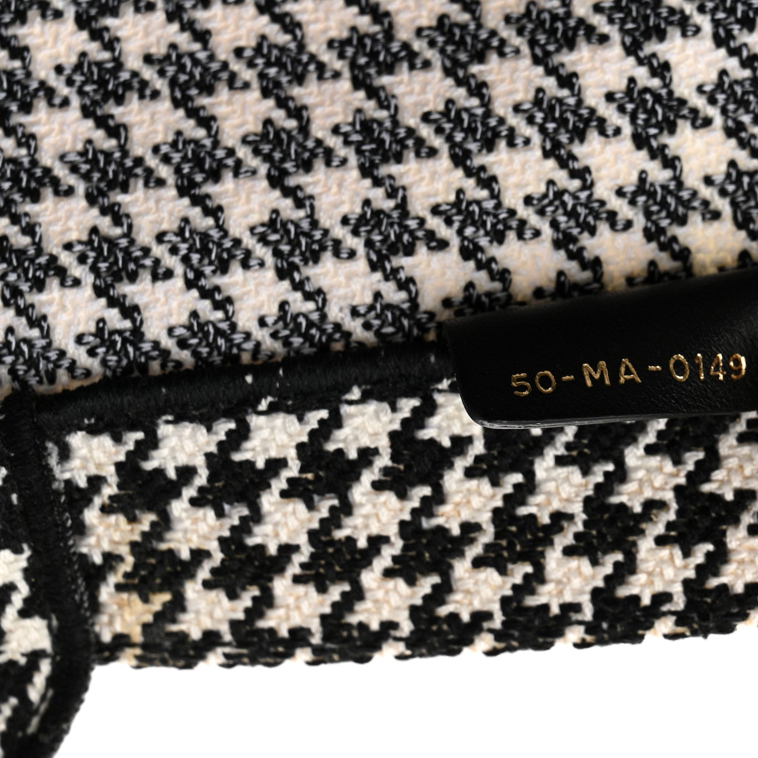 Christian Dior Canvas Houndstooth Embroidered Large Book Tote Black White 7 of 12