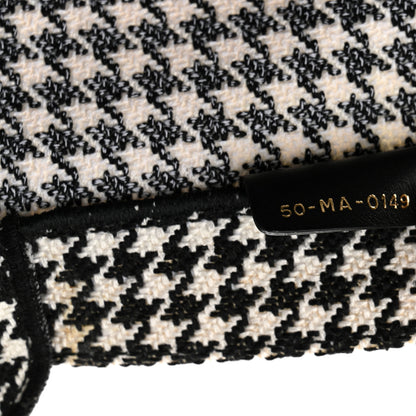 Christian Dior Canvas Houndstooth Embroidered Large Book Tote Black White 7 of 12