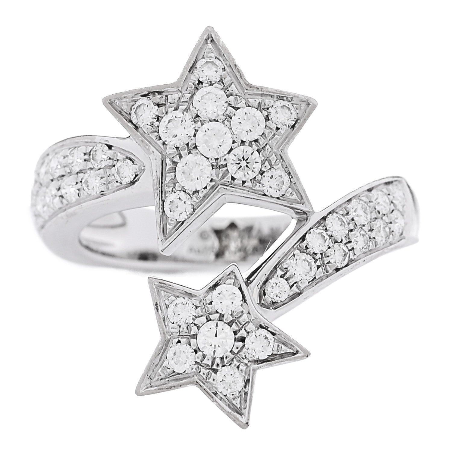 Chanel 18K White Gold Diamond Comete Geode Ring 50 5.25 1 of 4