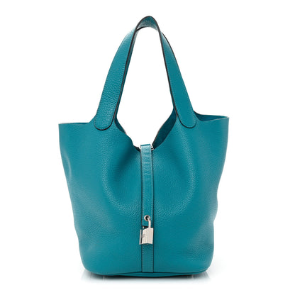 Hermes Taurillon Clemence Picotin Lock 22 MM Turquoise 1 of 10