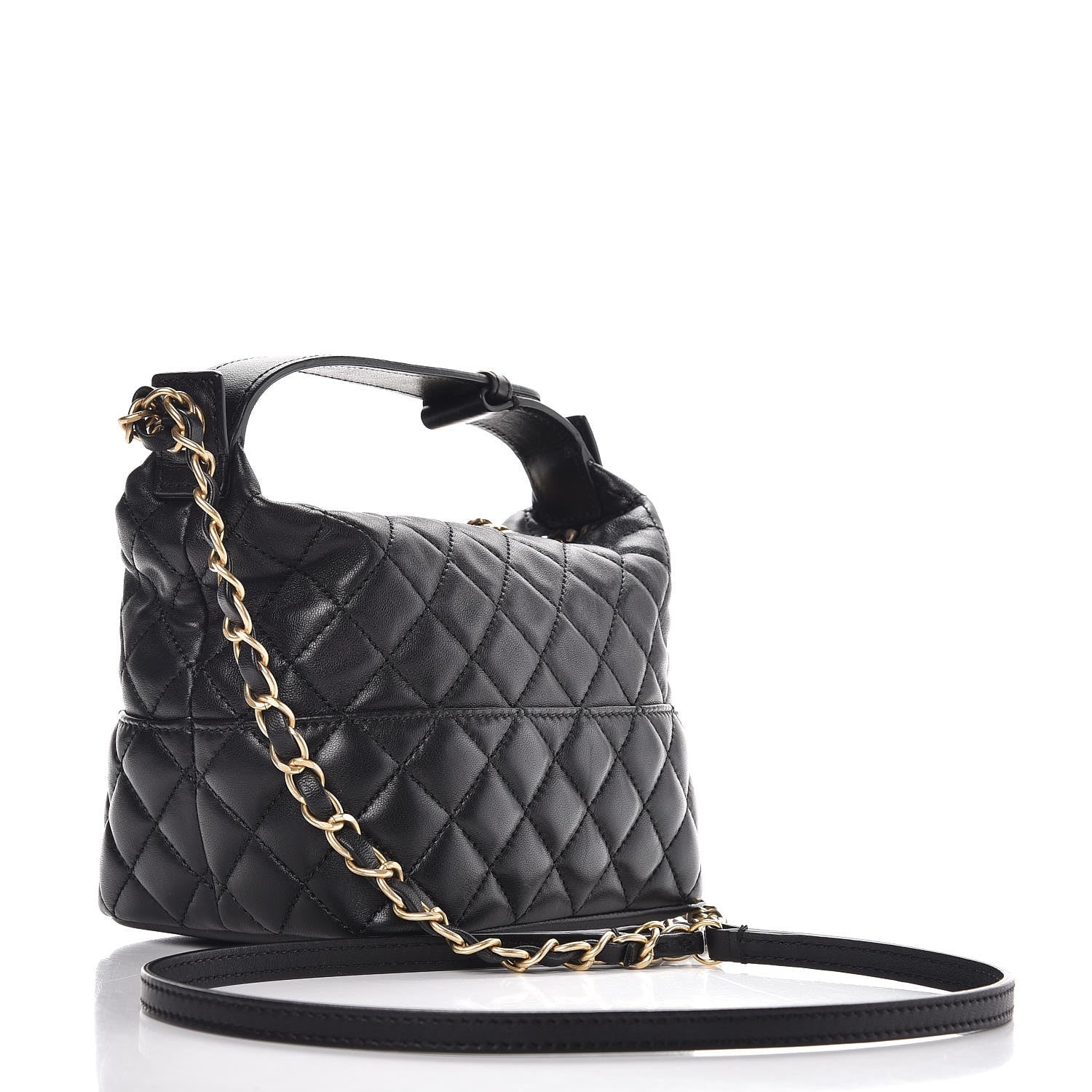 Chanel Lambskin Quilted Hobo Black 3 of 9