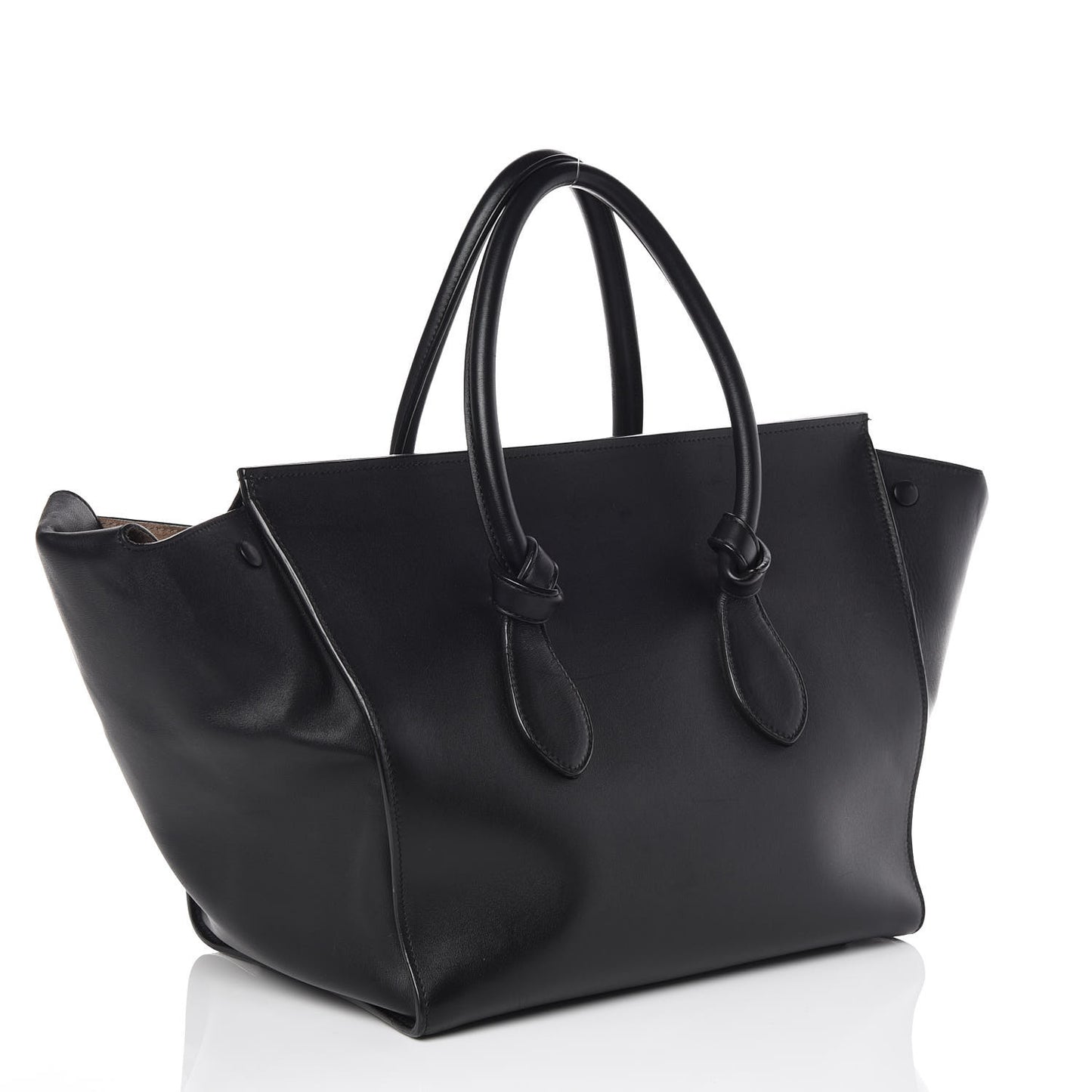 Natural Calfskin Medium Tie Knot Tote Black