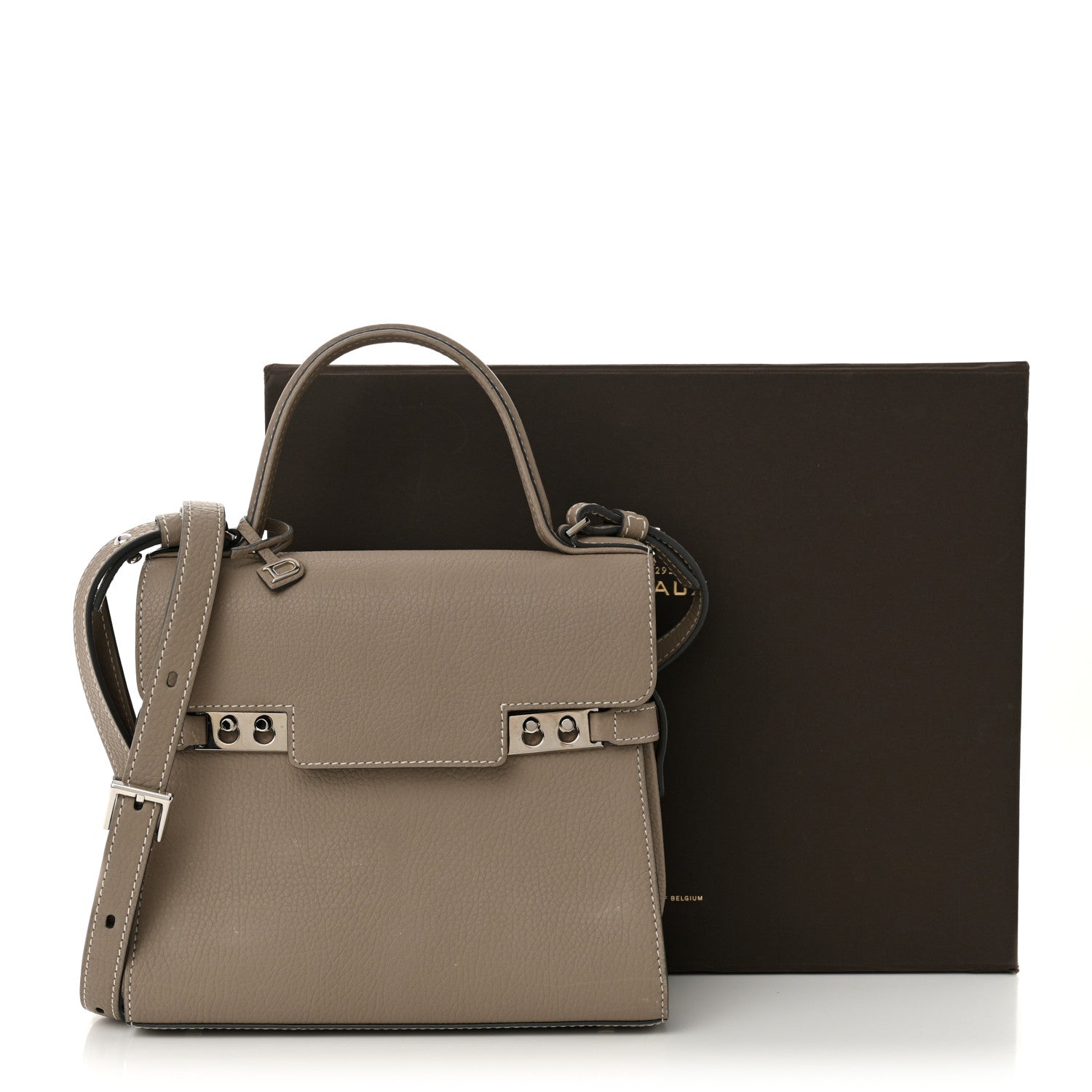 Delvaux Crispy Calfskin Mini Tempete Satchel Tourterelle 12 of 12