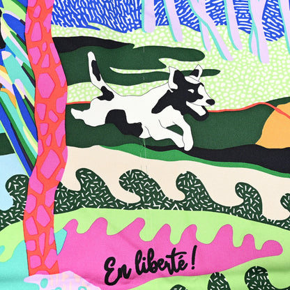 Hermes Silk En Liberte Scarf 90 Bleu Moyen Vert 8 of 8