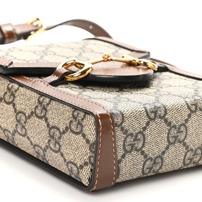 Gucci GG Supreme Monogram Mini Horsebit 1955 Crossbody Bag Beige Brown Sugar 10 of 12