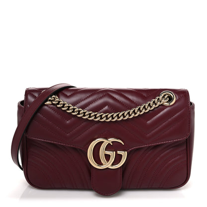 Gucci Calfskin Matelasse Medium GG Marmont Shoulder Bag Rosso Ancora Red 1 of 10