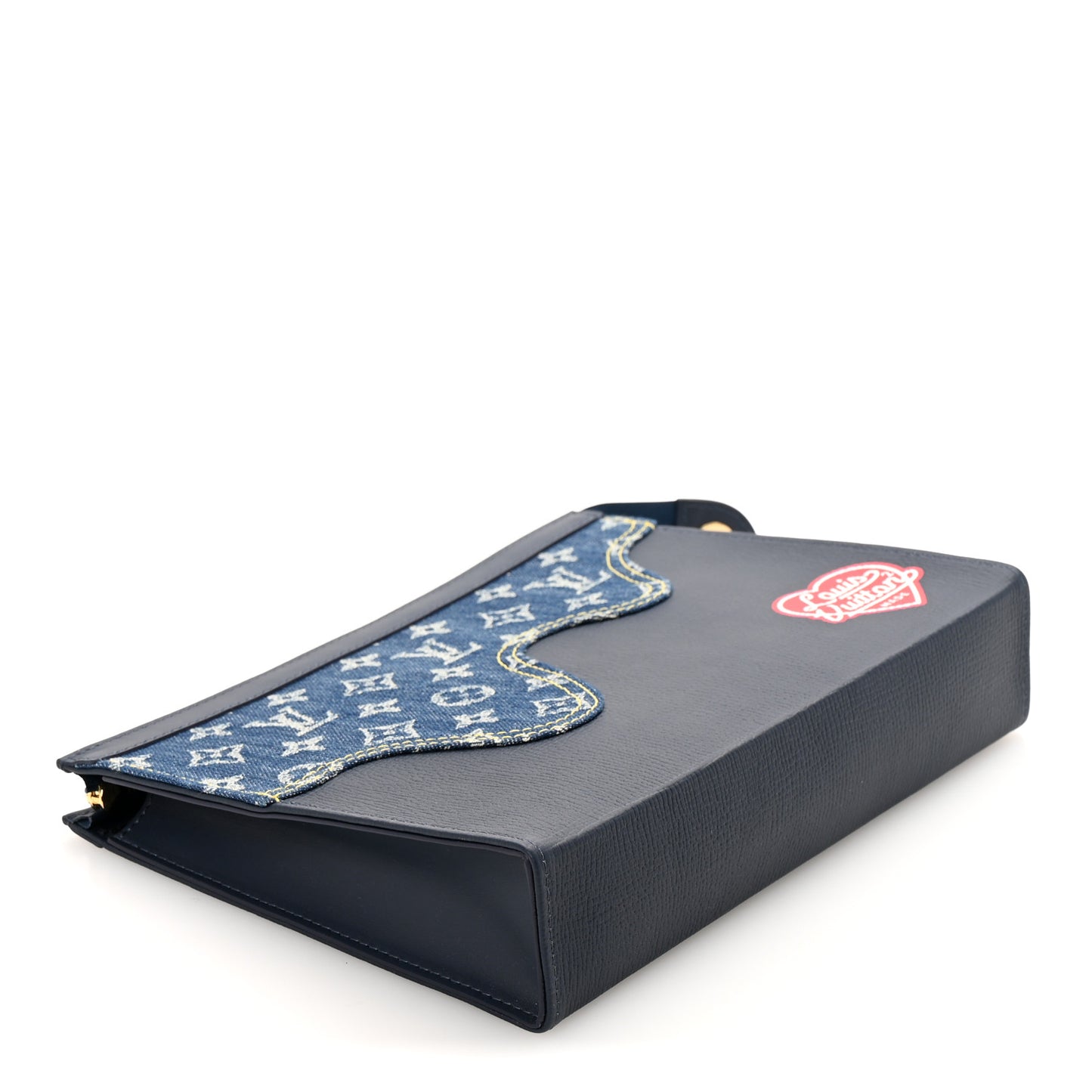 X NIGO Taurillon Monogram Denim Drip Pochette Voyage MM Blue