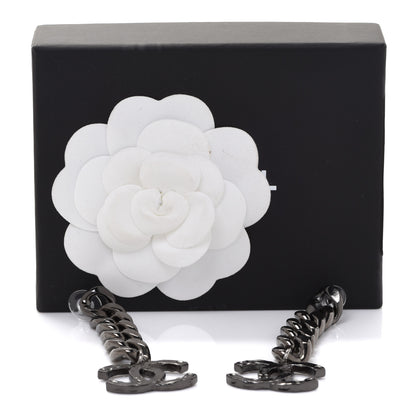 Chanel Metal CC Pick Drop Earrings Ruthenium 5 of 5