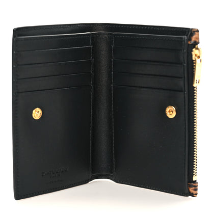 Saint Laurent Calfskin Leopard Printed Monogram Bi-Fold Zipped Wallet Black 5 of 6