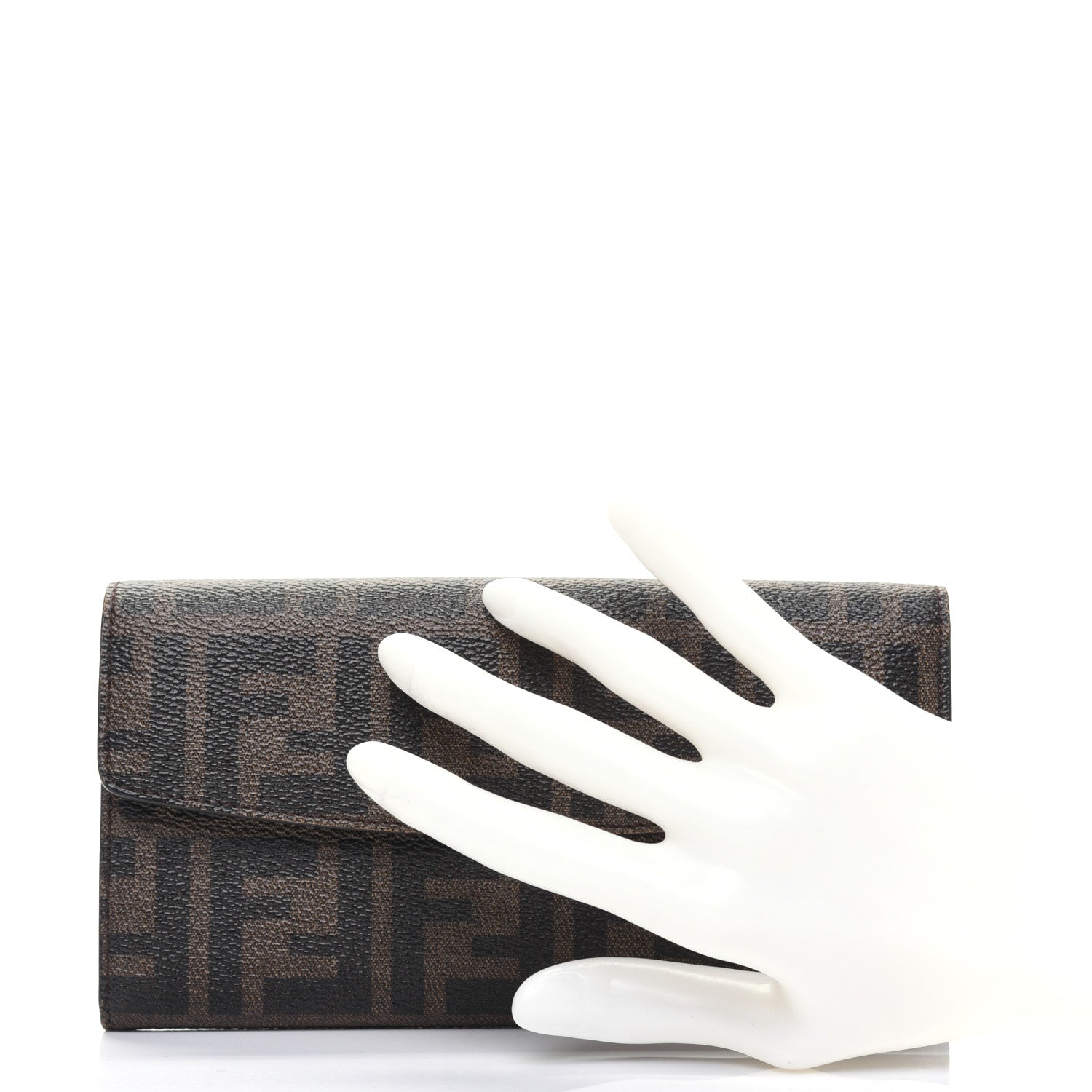 Fendi Zucca Spalmati Vitello Elite Simply Continental Wallet Tobacco Turchese 2 of 17