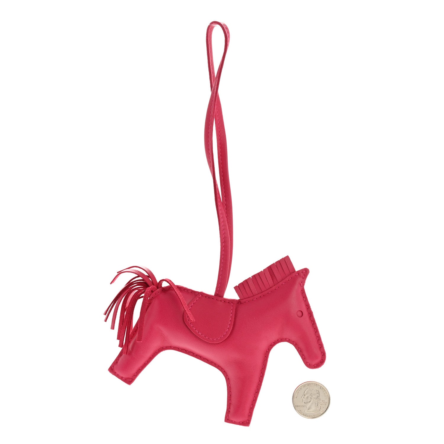 Hermes Milo Lambskin Grigri Rodeo Horse Bag Charm MM Rose Mexico 2 of 4