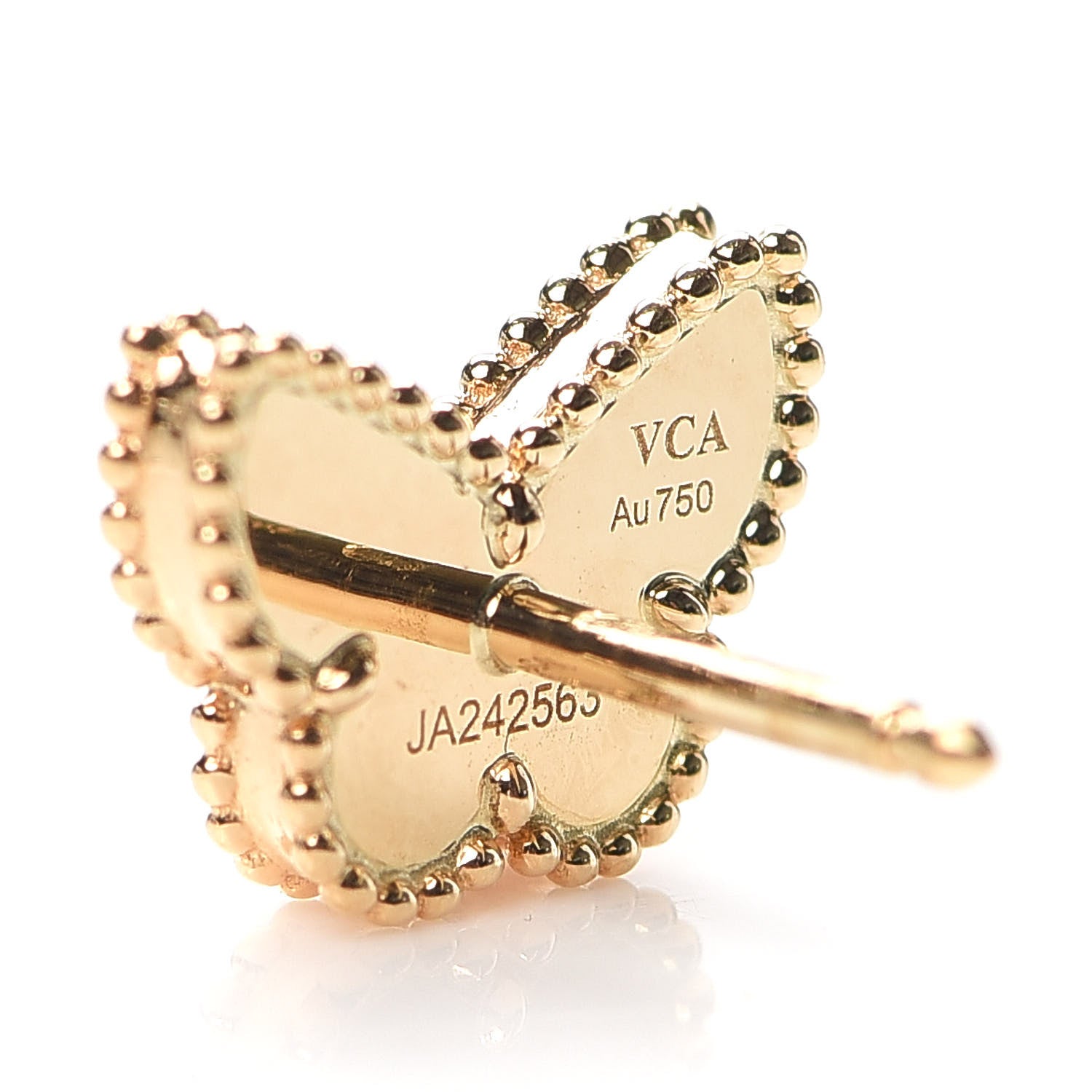 Van Cleef & Arpels 18K Yellow Gold Mother of Pearl Sweet Alhambra Butterfly Earrings 5 of 5