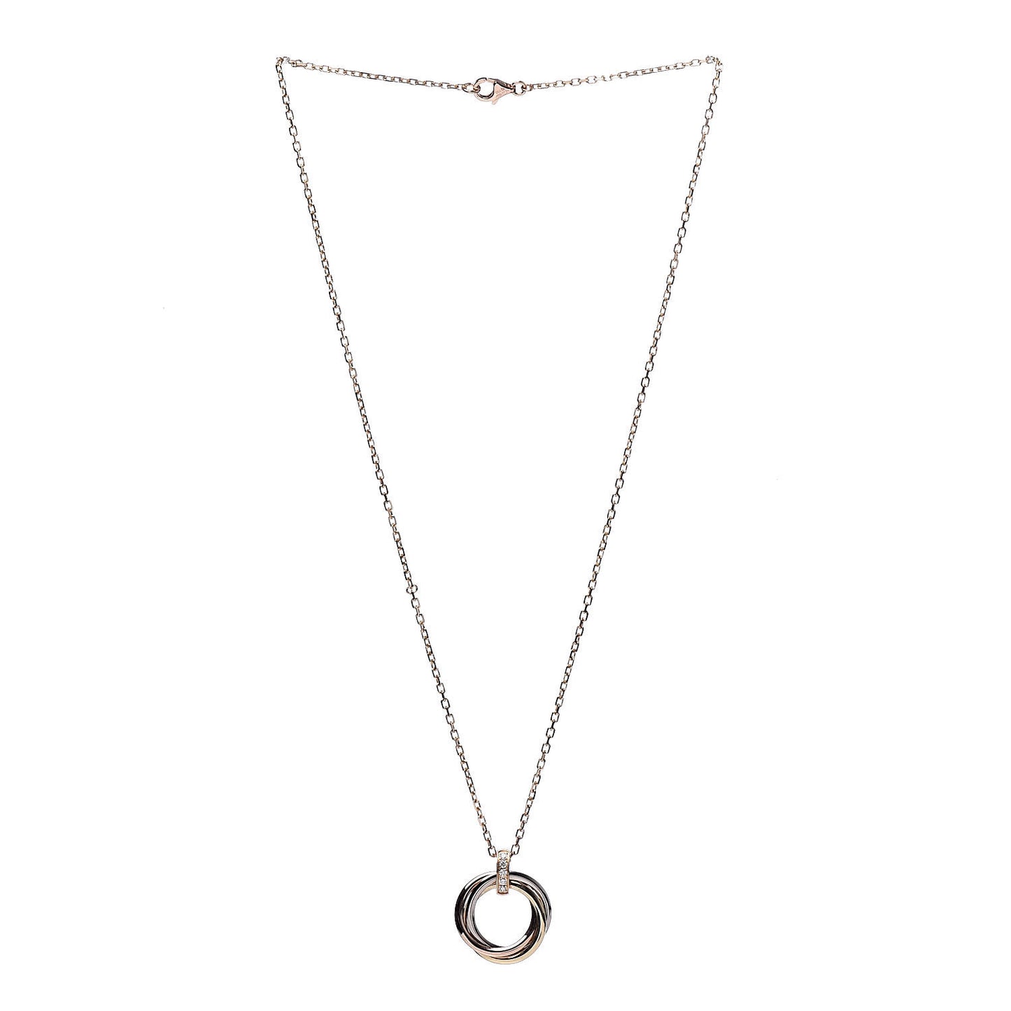18K Pink White Yellow Gold Diamond Trinity Pendant Necklace