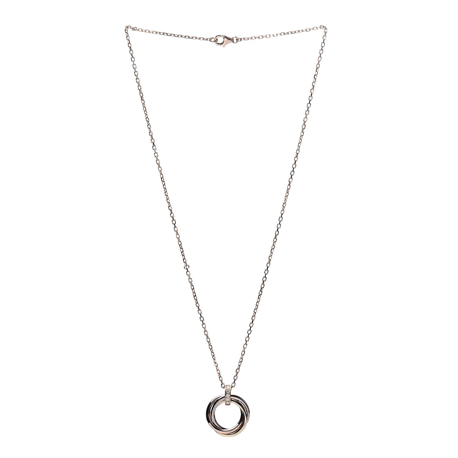 Cartier 18K Pink White Yellow Gold Diamond Trinity Pendant Necklace 3 of 6