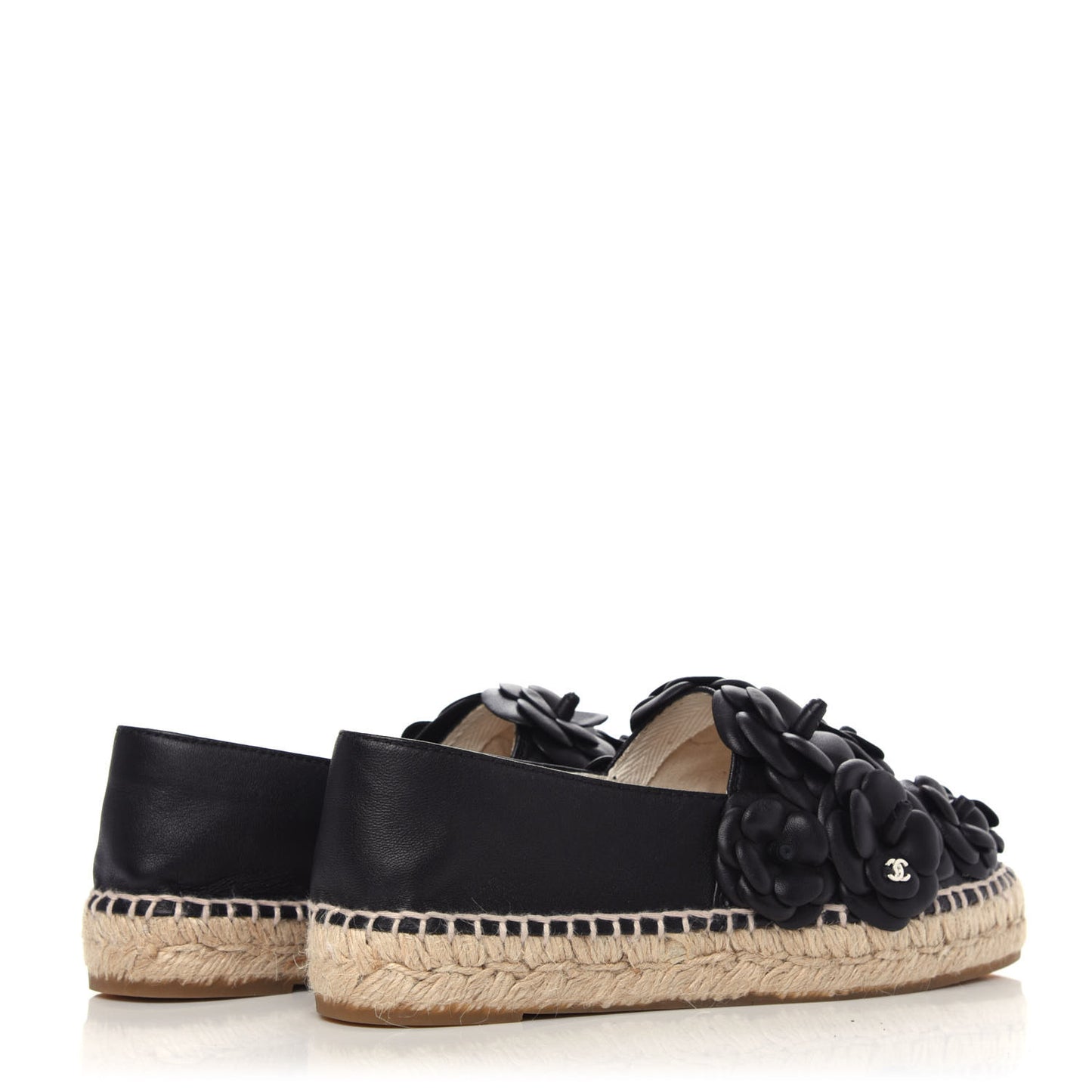 Lambskin Camellia CC Espadrilles 37 Black