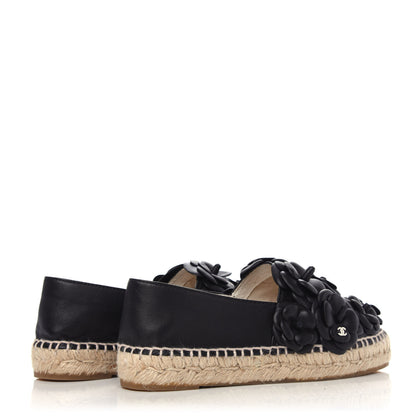 Chanel Lambskin Camellia CC Espadrilles 37 Black 4 of 9