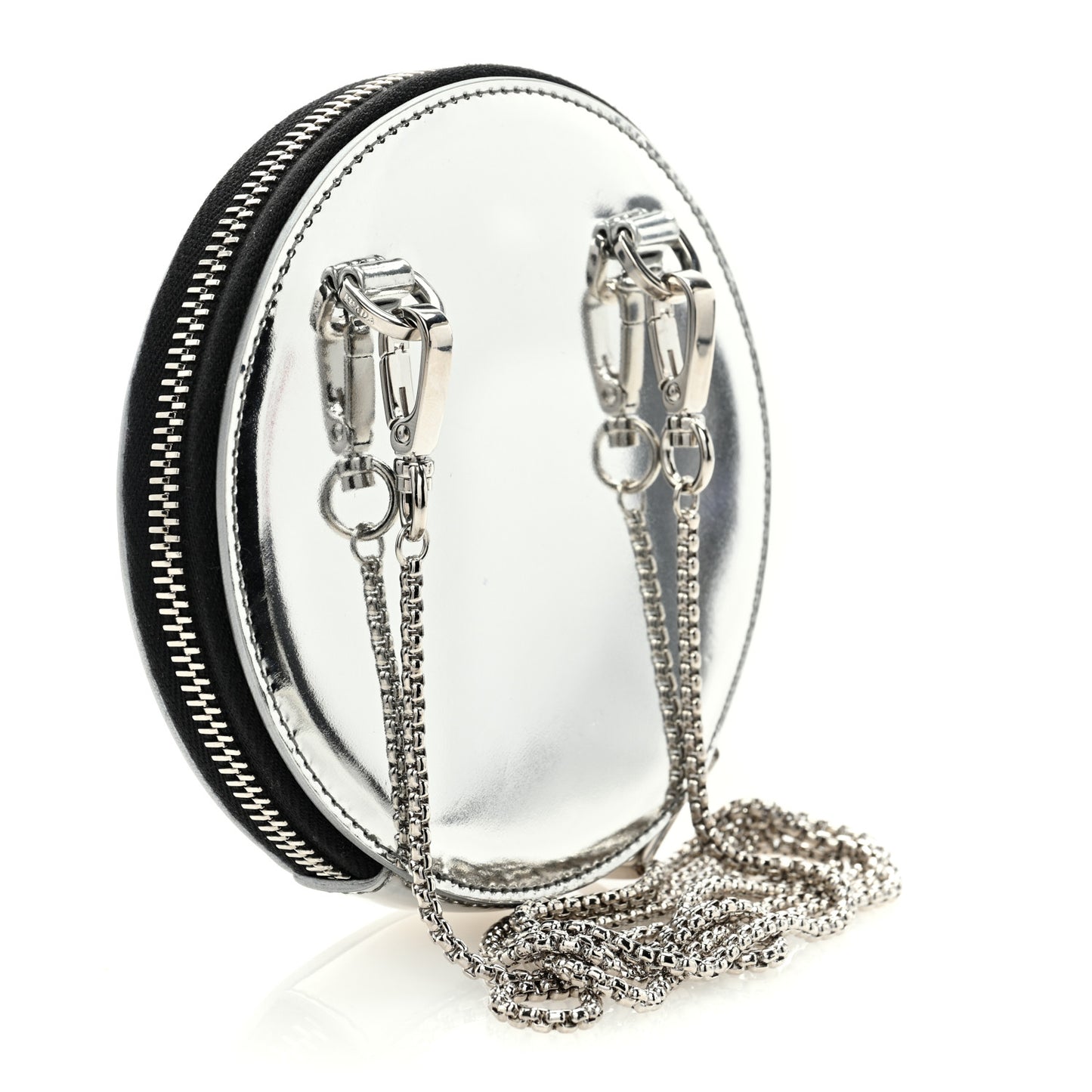 Spazzolato Round Chain Coin Crossbody Pouch Argento