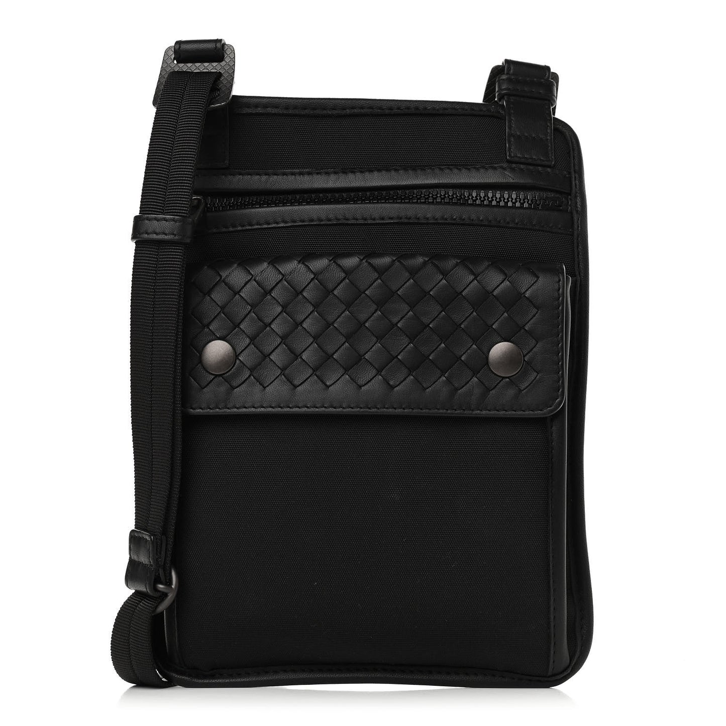 Nappa Intrecciato Nylon High Tech Crossbody Pouch Black