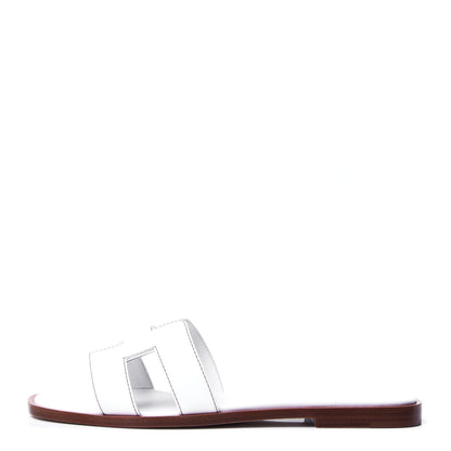 Hermes Box Calfskin Oran Sandals 36.5 White 1 of 6