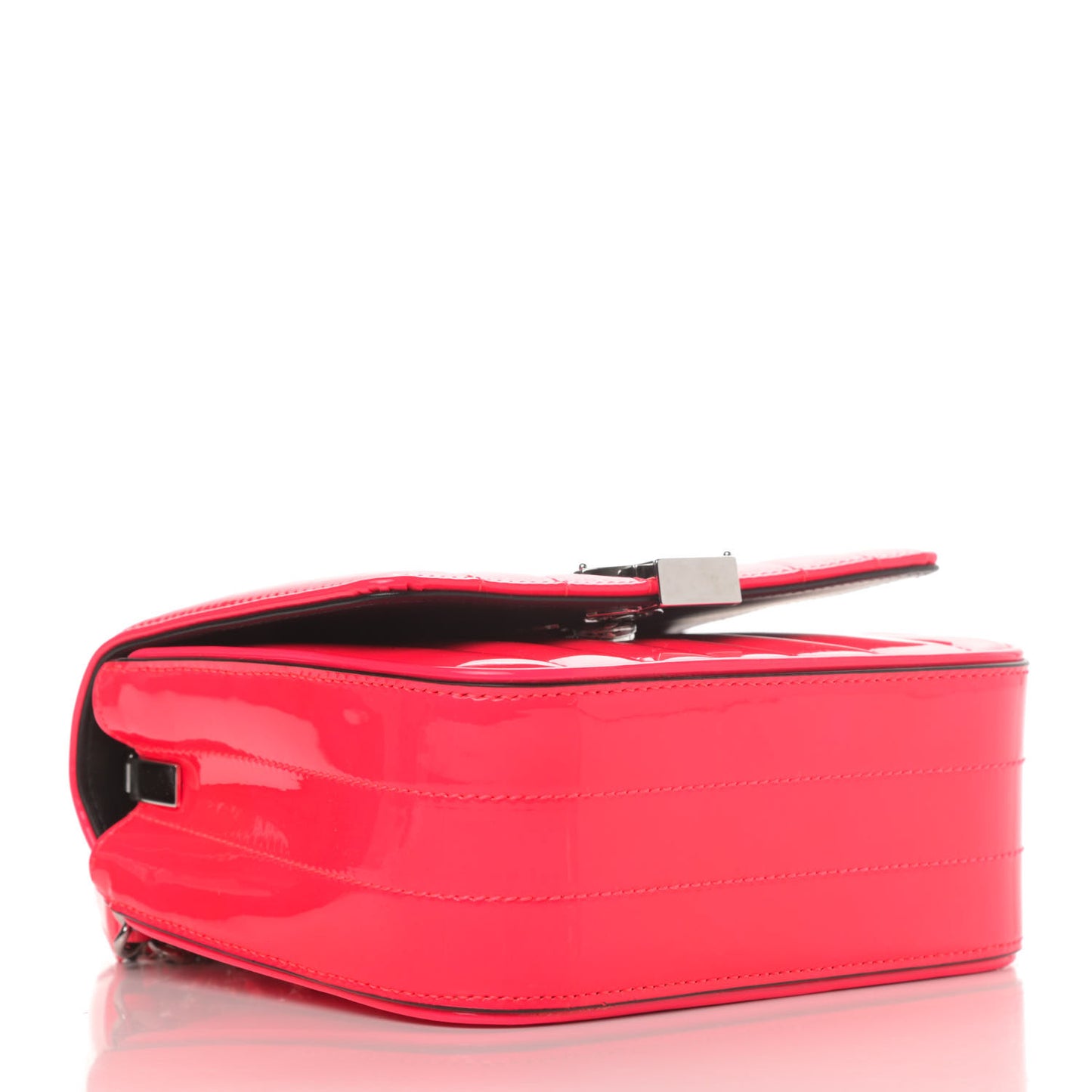 Patent Calfskin Matelasse Monogram Small Vicky Chain Bag Neon Pink
