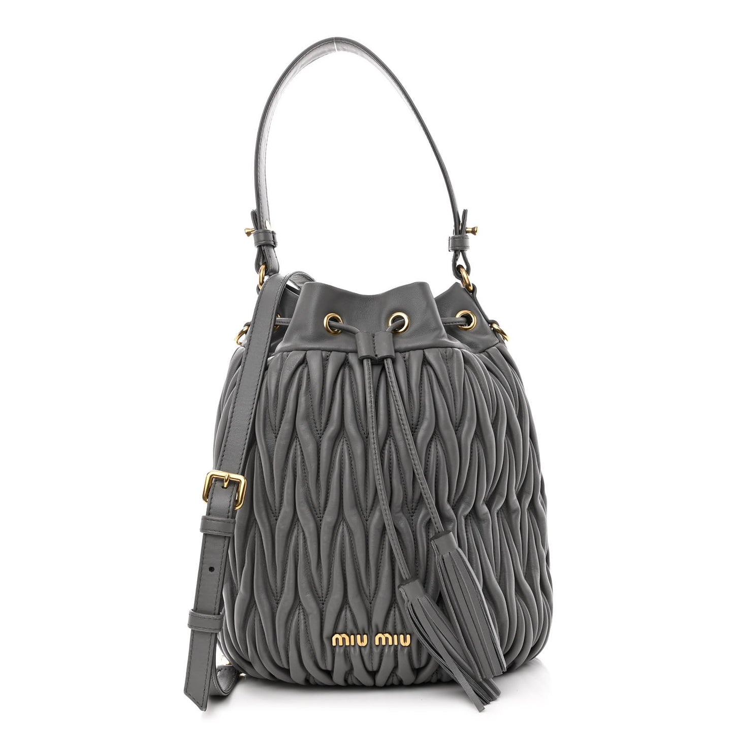 Nappa Matelasse Small Bucket Bag Marmo