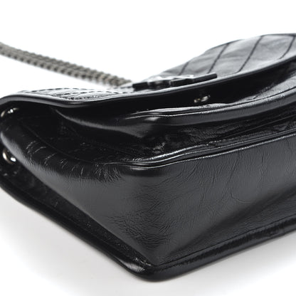 Saint Laurent Crinkled Calfskin Matelasse Monogram Baby Niki Chain Satchel Black 5 of 10