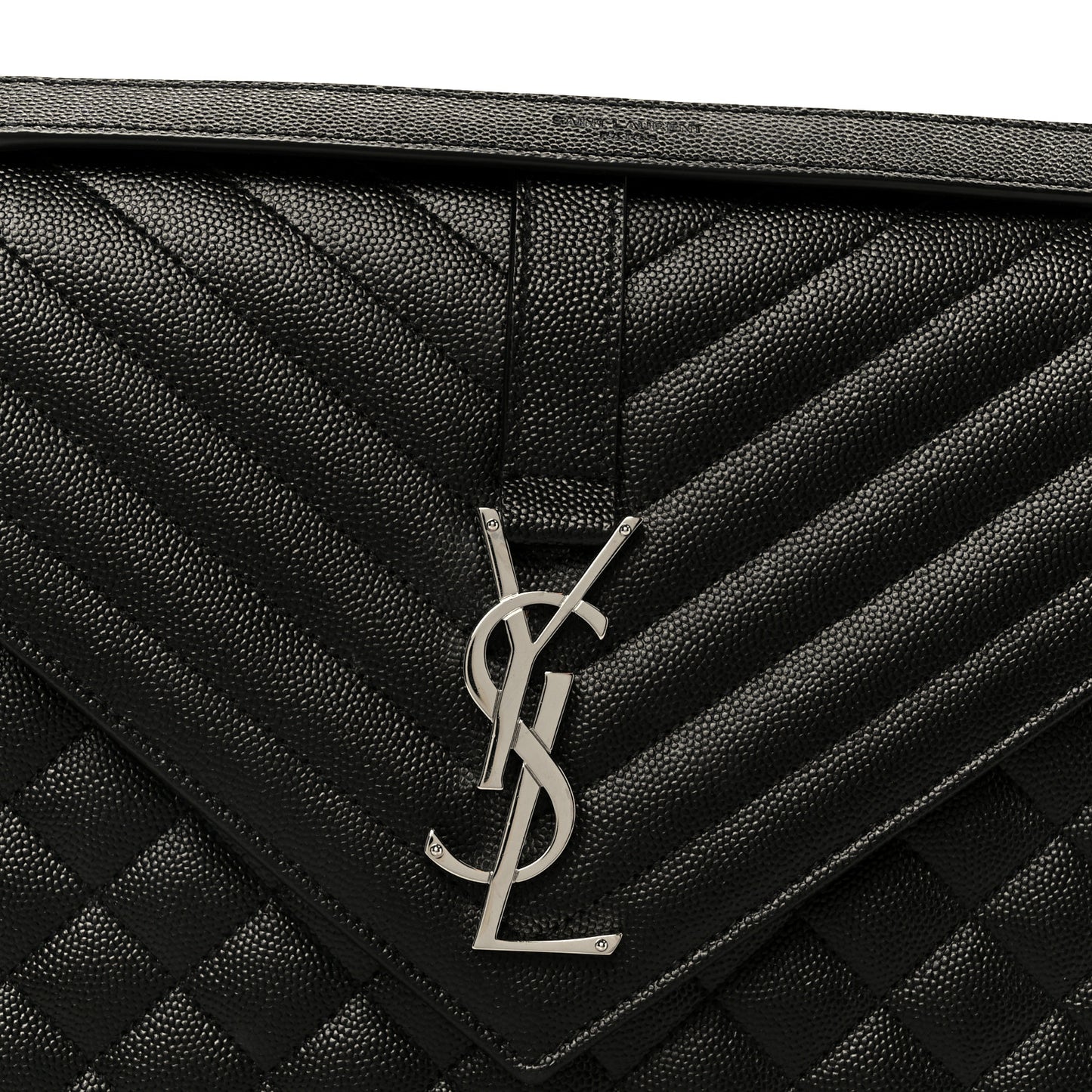 Grain De Poudre Textured Mixed Matelasse Large Triquilt Monogram Satchel Black