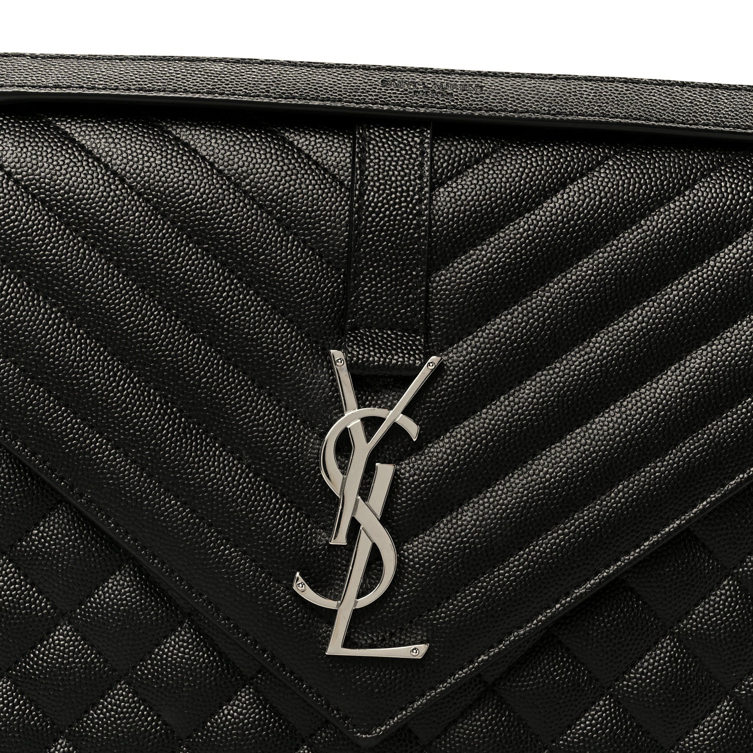 Saint Laurent Grain De Poudre Textured Mixed Matelasse Large Triquilt Monogram Satchel Black 9 of 11