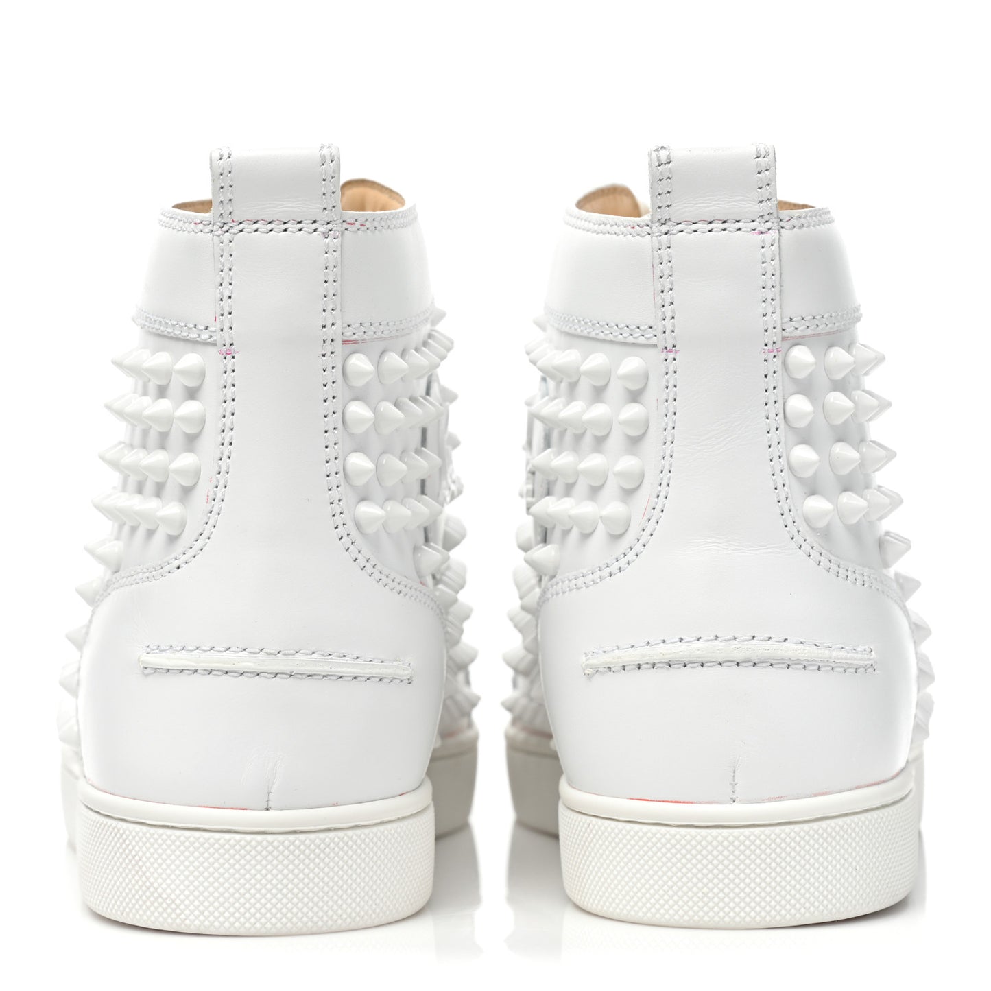 Calfskin Womens Louis Spikes Flat Sneakers 39.5 White