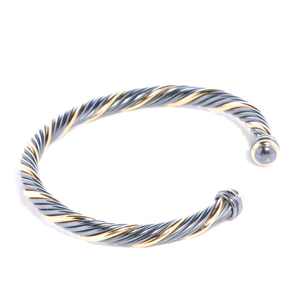David Yurman Darkened Sterling Silver 18k Gold Black 5mm Cable Bracelet 3 of 5