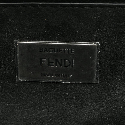 Fendi Chenille Vitello Seta FF Midi Chain Baguette Blue Black 6 of 9