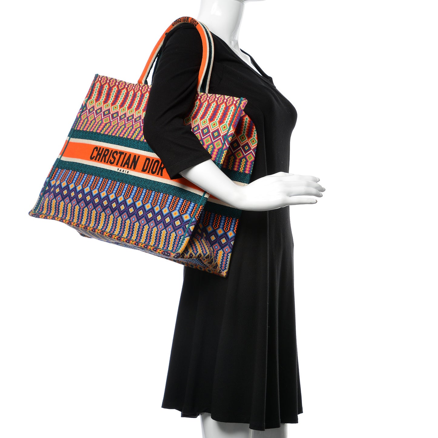 Canvas Embroidered Large Book Tote Orange Multicolor