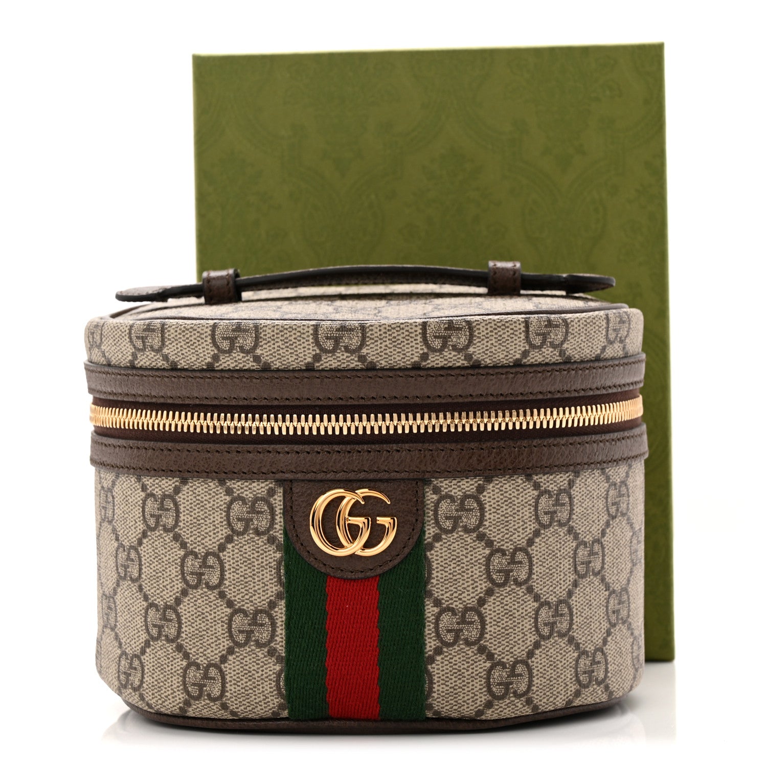 Gucci GG Supreme Monogram Textured Calfskin Web Ophidia Vanity Cosmetic Case Beige Ebony New Acero 11 of 11