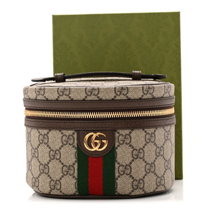 Gucci GG Supreme Monogram Textured Calfskin Web Ophidia Vanity Cosmetic Case Beige Ebony New Acero 11 of 11
