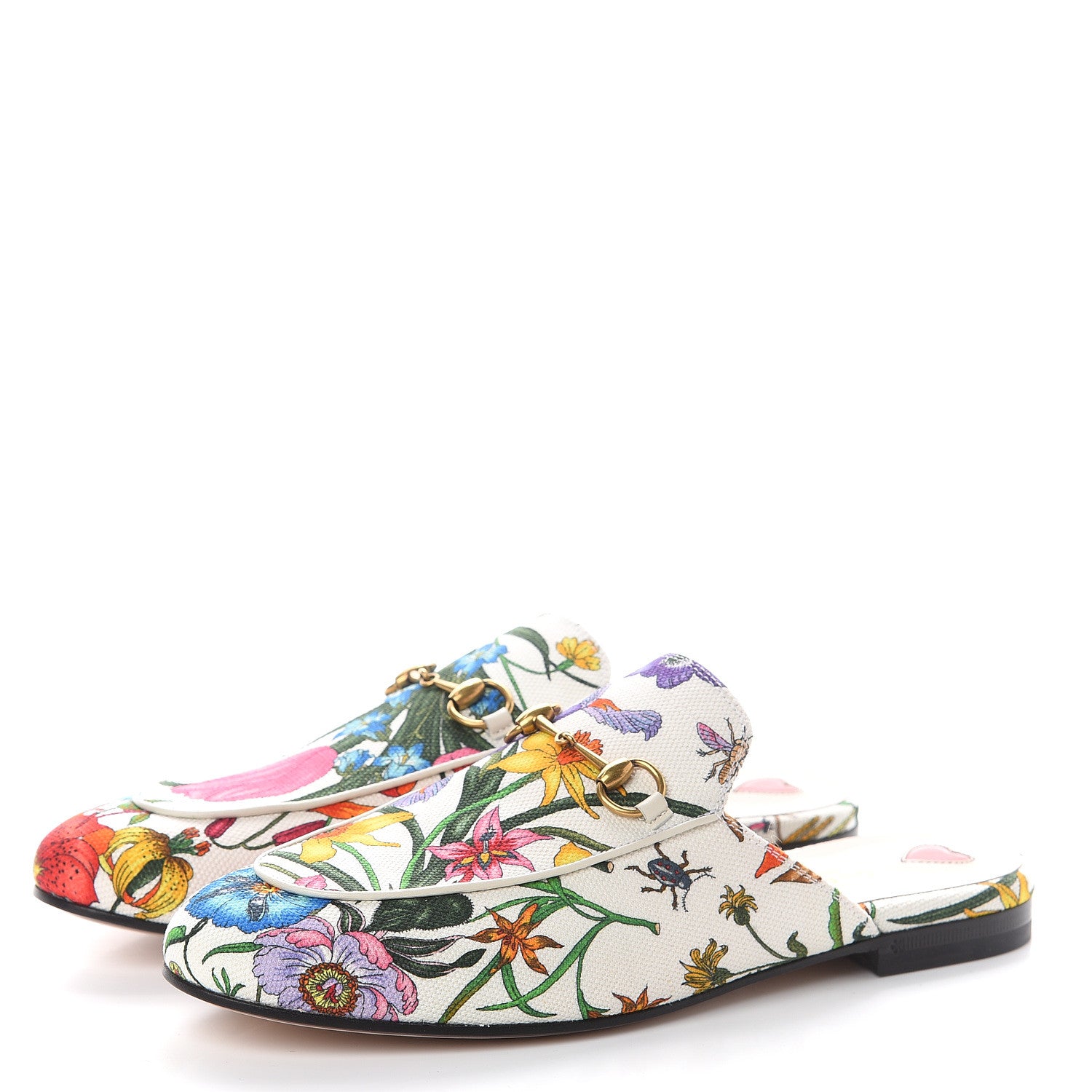 Gucci Canvas Flora Womens Princetown Slippers 39.5 White Multicolor 3 of 7