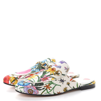 Gucci Canvas Flora Womens Princetown Slippers 39.5 White Multicolor 3 of 7