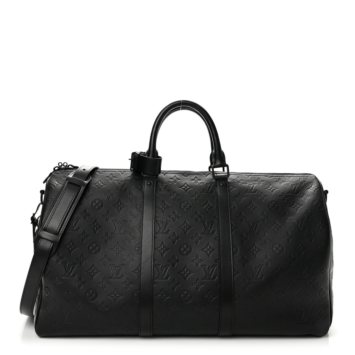 Calfskin Shadow Monogram Keepall Bandouliere 50 Black