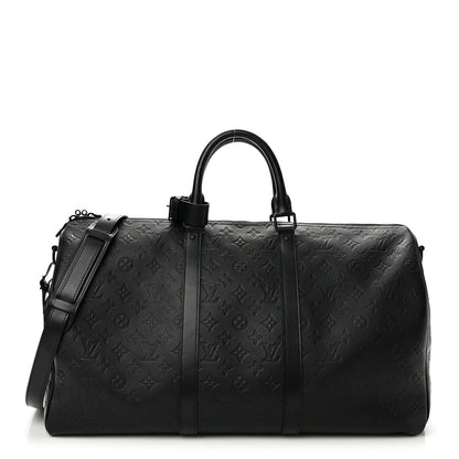 Louis Vuitton Calfskin Shadow Monogram Keepall Bandouliere 50 Black 1 of 9