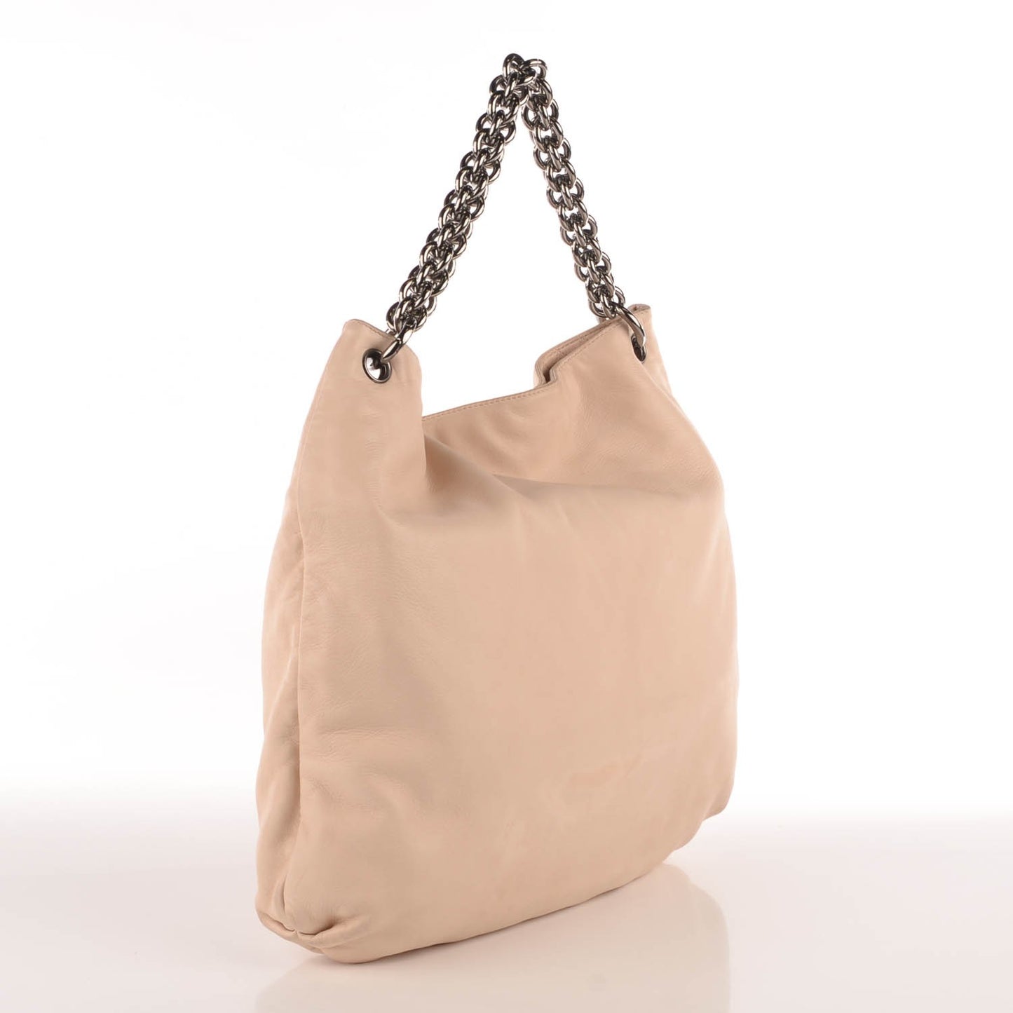 Lambskin Large Soft and Chain Hobo Beige