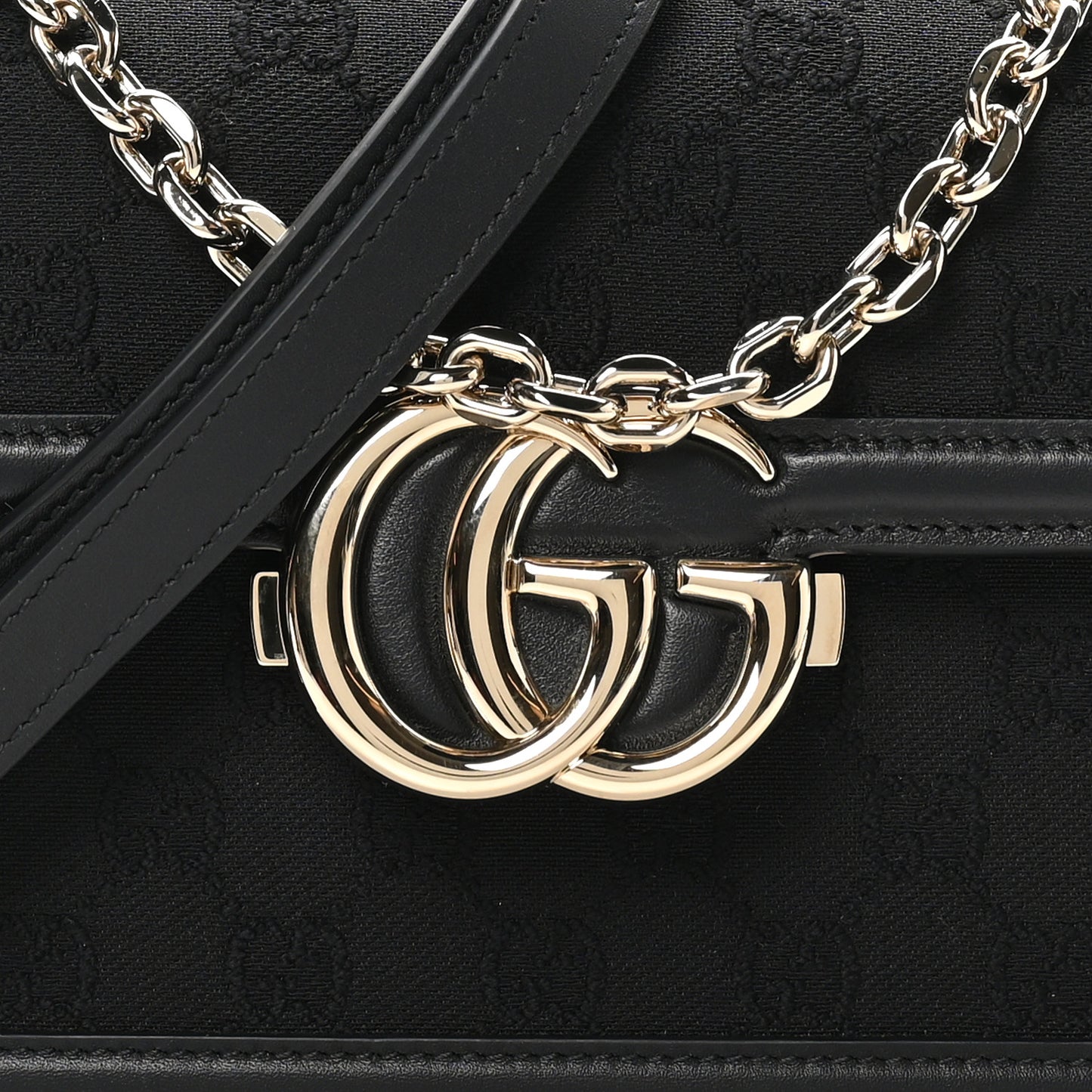 Crepe Wool Silk GG Monogram Go Small Shoulder Bag Black