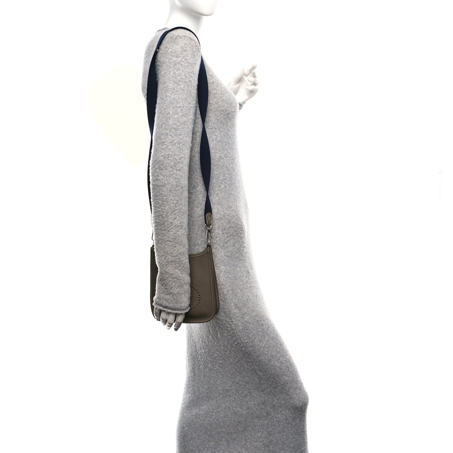 Hermes Taurillon Clemence Amazone Evelyne TPM Etoupe Bleu Indigo 2 of 10