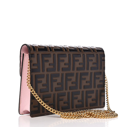 Fendi Vitello Cruise F is Fendi FF 1974 Embossed Medium Envelope Wallet On Chain Maya Black Peonia 2 of 9