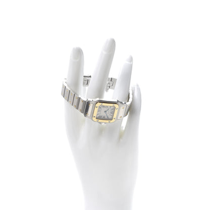 Cartier Stainless Steel 18K Yellow Gold 24mm Santos De Cartier Galbee Quartz Watch 2 of 7