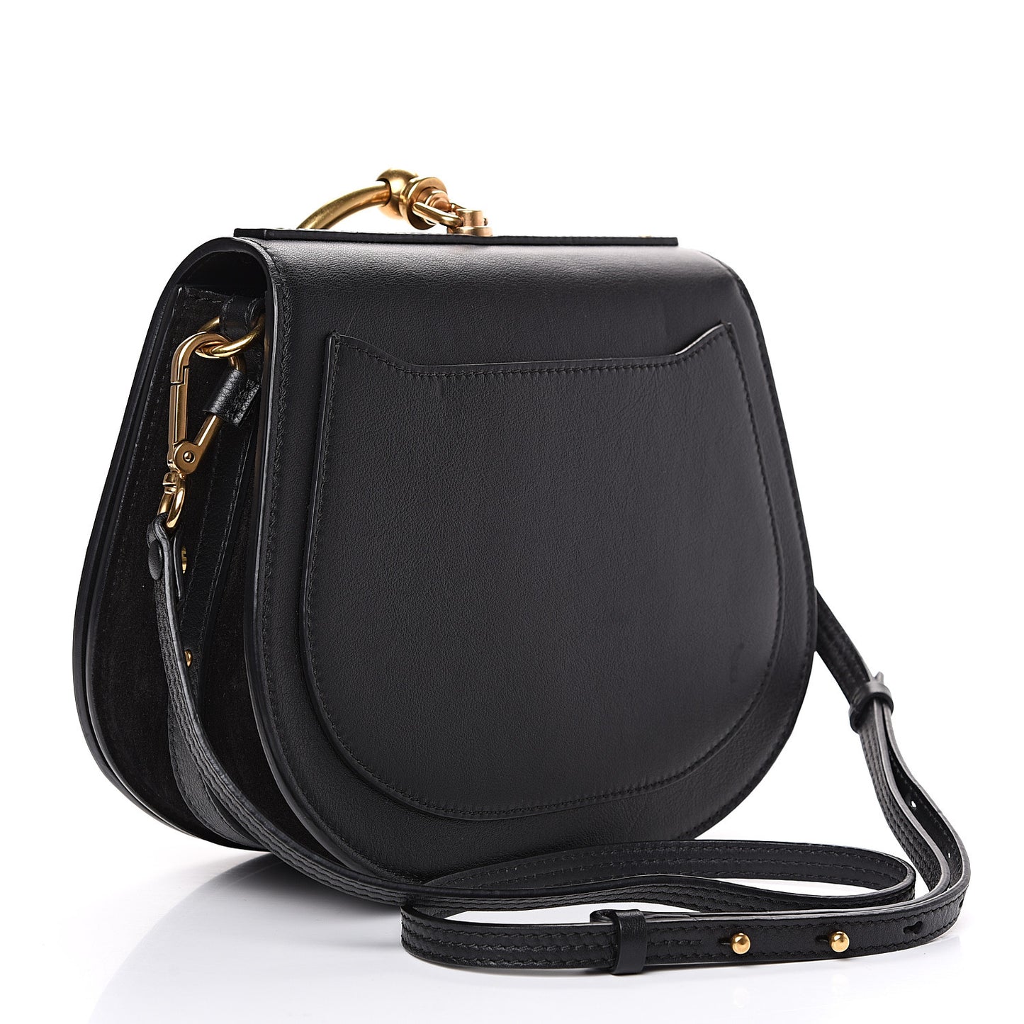 Calfskin Suede Medium Nile Bracelet Bag Black
