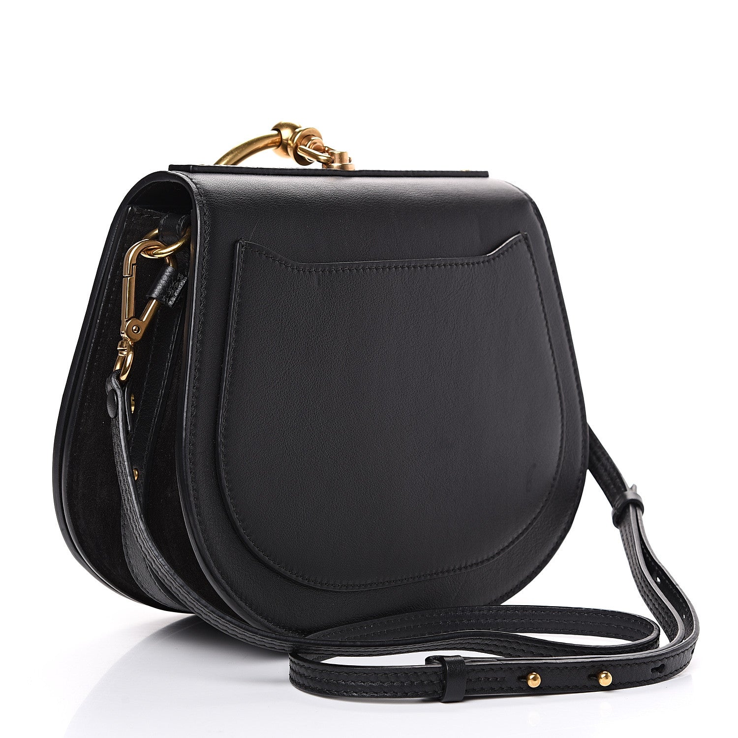 Chloe Calfskin Suede Medium Nile Bracelet Bag Black 2 of 11