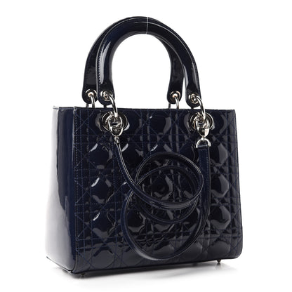 Christian Dior Patent Cannage Medium Lady Dior Navy Blue 3 of 12