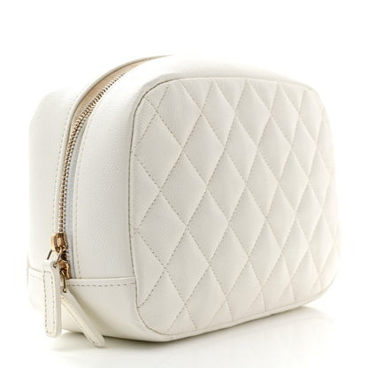 Chanel Caviar Quilted Medium Curvy Pouch Cosmetic Case White 3 of 11