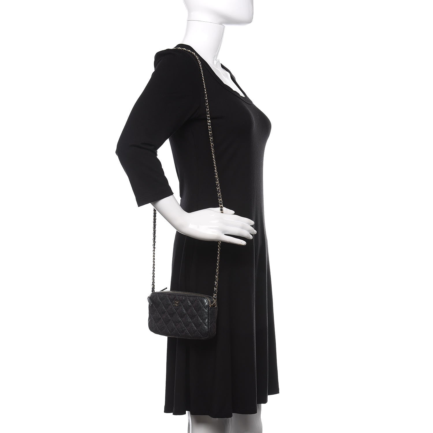 Chanel Iridescent Caviar Quilted Clutch With Chain Black 2 of 11