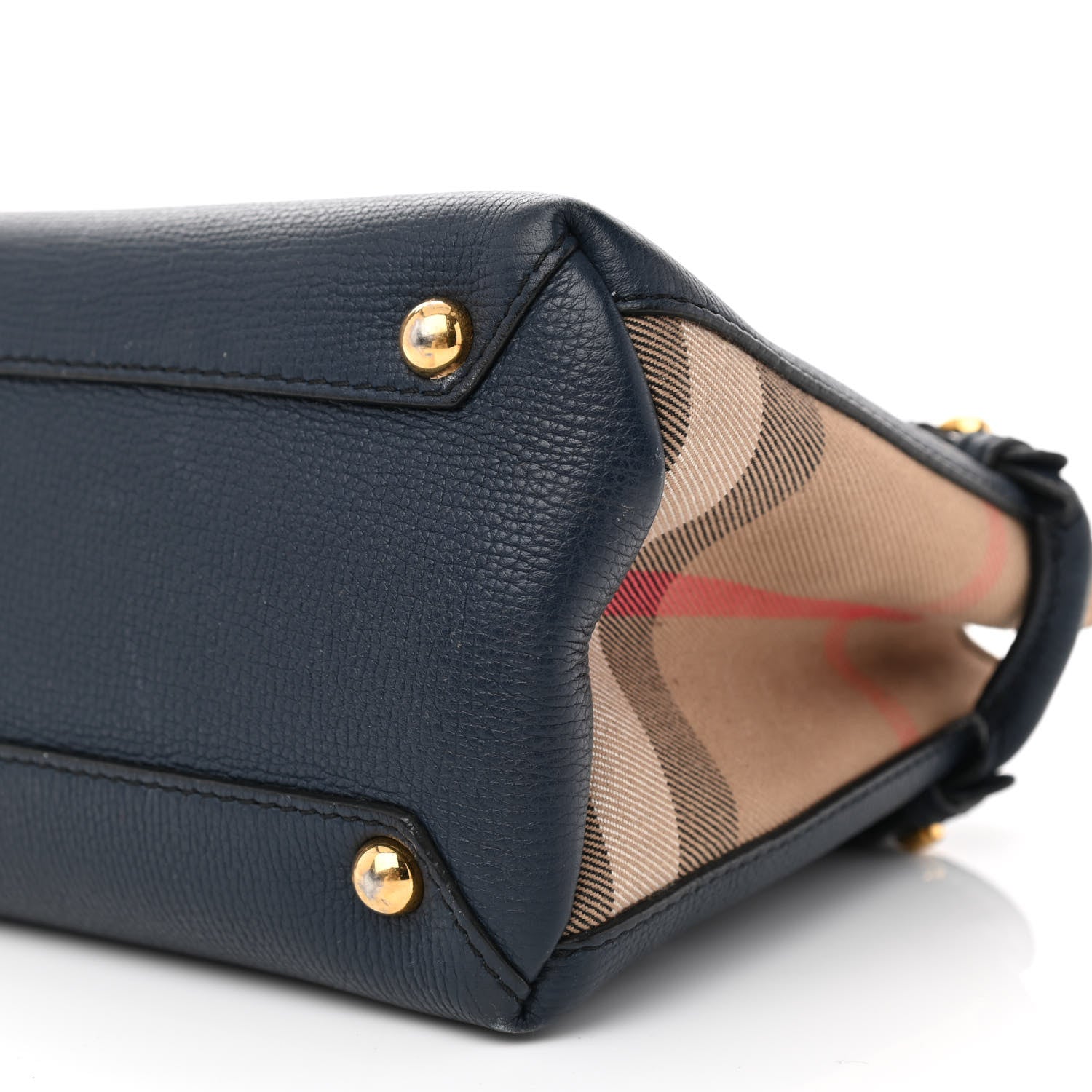 Burberry Grainy Calfskin House Check Baby Banner Tote Ink Blue 8 of 9